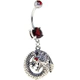 Ruby Red Double Gem Dragon Dangle Belly Ring