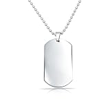 Bling Jewelry Engravable Stainless Steel Dog Tag and Bead Chain Necklace 24