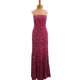 Formal Evening Gown. Fuschia Strapless Beaded Dress for Prom, Party, Wedding by Sean Collection...