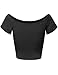 FPT Womens Basic Short Sleeve Off The Shoulder Crop Top