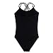 Arshiner Kids Girl's Double Strap Slim Solid Camisole Leotard Black(FBA) 150(Age: 9-10Y)