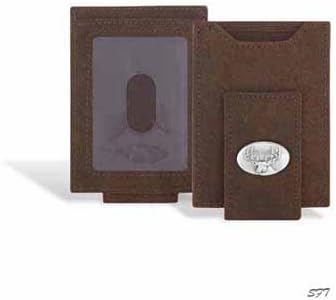Deer Crazy Horse Leather Front Pocket Wallet Brown
