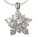 Stunning Sterling Silver Starburst 3.5 Ct CZ Pendant on 16 Inch Sterling Silver Snake Chain, Gift Box