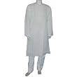 100 Cotton Clothing Mens Embroidered White Kurta Pajama Chest :46 (chgkp123)