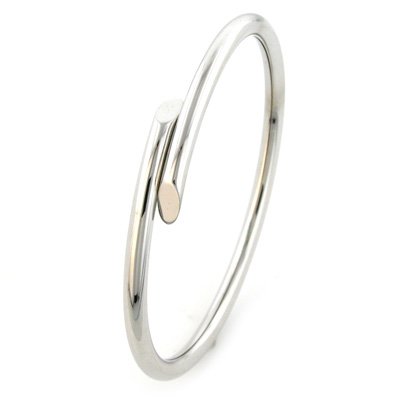 14K White Gold Polished Plain Bangle 7.3″