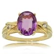 Hugs & Kisses Amethyst & Diamond Ring in Yellow Gold Size 7