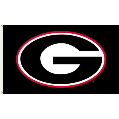 NCAA Georgia Bulldogs 3-by-5 Foot Flag G Logo with Black Background with Grommets