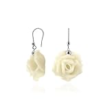 Forzieri Hand Made Rose Sterling Silver Earrings White