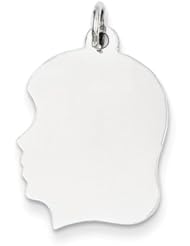 14k White Gold Plain Medium Facing Left Engravable Girl Charm Cyber Monday Special