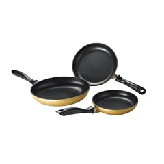 Karcher 121886 Induktions-Pfannen Set hochwertiges 3-teiliges Induktion Aluguss Pfannen Set - Teflon Classic beschichtet, gold