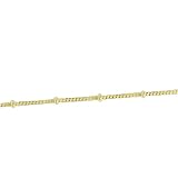 1mm Curb Chain Necklace with Beads, 14Kt. Yellow Gold