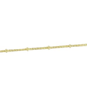 1mm Curb Chain Necklace with Beads, 14Kt. Yellow Gold