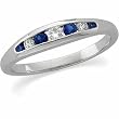 14K White Gold Sapphire Anniversary Band with Diamonds