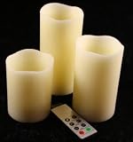Remote Controlled 3pc Vanilla Wax Flameless Candles Set