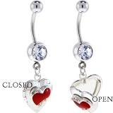 Crystalline Gem Red WILD HEART LOCKET Dangle Belly Ring by Body Candy