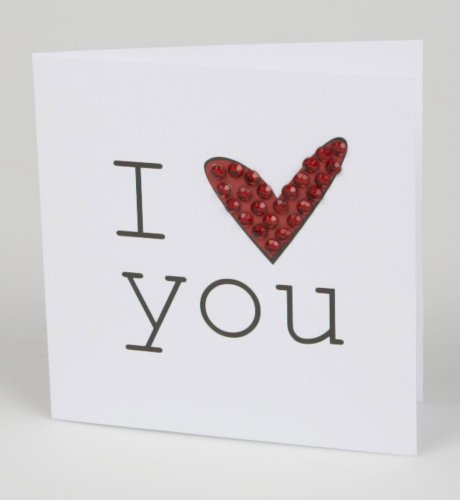 'I Love You' Diamant? Heart Handcrafted Valentine Card