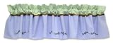 Noah'S Ark Window Valance- Blue Chambray Bottom W/Black Embroidery And Green Chambray Top W/Brown Ultra Suede Between; 82 X 15