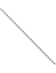 .925 Sterling Silver 1.6 mm High Polish Diamond Cut Rope Link Chain Necklace - 30" inches