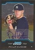 2004 Philip Hughes Bowman Chrome Draft Picks Autograph Baseball MLB Rookie Cards - Near Mint to Mint Condition (New York Yankees)