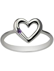 Sterling Silver Gemstone Heart Ring (0.05 cttw)