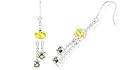 Oval Round Cut Citrine Smoky Quartz Dangling Earrings Sterling Silver