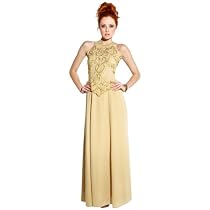 Mother Of The Bride Beaded Cutouts Sleeveless Chiffon Formal Wedding Party Gown MOB Dress