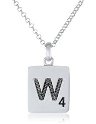 Scrabble 925 Sterling Silver 0.075ct Diamond Initial W Pendant Necklace, 18"