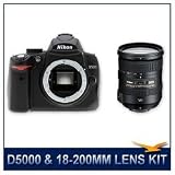 Nikon D5000 Digital SLR Camera, 12.3-megapixel DX-format CMOS Sensor, Advanced Imaging Features in Compact DSLR, HD 720p Video Capture w/Exposure Control, 2.7 Vari-angle LCD, Kit Includes: AF-S DX NIKKOR 18-200mm f/3.5-5.6G ED VR II Lens