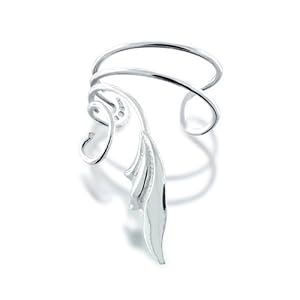 Bling Jewelry 925 Sterling Silver Stylized Leaf Vines Ear Cuff Left Ear
