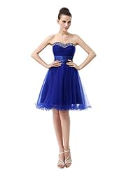 Sweetheart Short Satin/Tulle Backless Sequined Lace-Up Bridesmaid Dress 