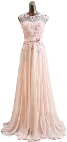 Emma Y Romantic Chiffon Evening Gowns Appliques Long Prom Dress