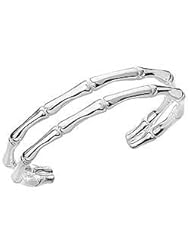 Thistle & Bee Sterling Silver Bamboo Double Cuff Bracelet
