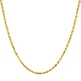 Men's 10k Yellow Gold 3.0mm Solid Diamond-Cut Rope Chain Necklace, 20