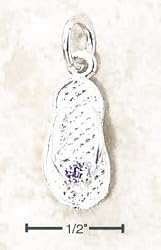 Sterling Silver June CZ Birthstone Flip Flop Charm - JewelryWeb