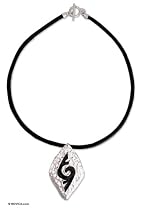 Leather necklace, 'Wind Lord'