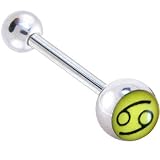 Zodiac Sign CANCER Logo Barbell Tongue Ring