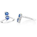 Heart Cut London Blue Topaz Ring Sterling Silver