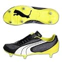 Puma v5 08 Tricks Soft Ground Football Boots - Dark Shadow/White/Black/Fluo Yellow - Kids - UK Size 4 Junior