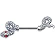 Red Gem Sterling Silver Snake Nipple Ring