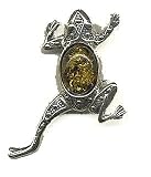 Sterling Silver Green Amber Brooch