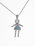 Sterling Silver Girl December Birthstone Necklace with Rolo Chain