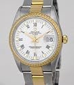 ROLEX OYSTER PERPETUAL DATE WATCH, 18K SS STEEL
