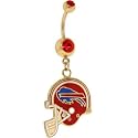 NFL Logo GOLD Double GEM Belly Ring - Buffalo Bills