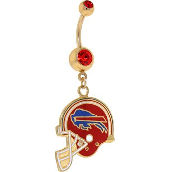 NFL Logo GOLD Double GEM Belly Ring - Buffalo Bills