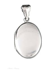Sterling Silver 18" .8mm Wide Box Chain Necklace With Thin Oval Two Picture Locket Pendant