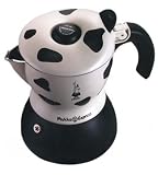 Bialetti Mukka Express 2-Cup Cow-Print Stovetop Cappuccino Maker, Black and White