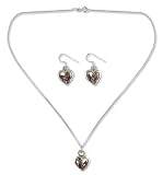 Amethyst jewelry set, 'Heart Sparkles'