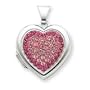 Sterling Silver 18mm Heart Rose/Light Rose Crystal Locket