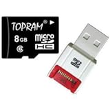 TOPRAM 8GB microSD microSDHC 8G Memory Card Class 6 with SD Adapter and R10 ....