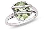 4 1/2 Carat Green Quartz and Diamond 14K White Gold Ring